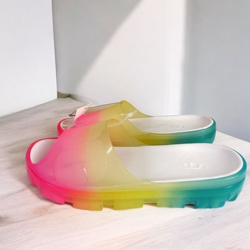 NWT UGG Jella Clear Watercolor Slide Sandals Multicolor Size 10 - Picture 11 of 15